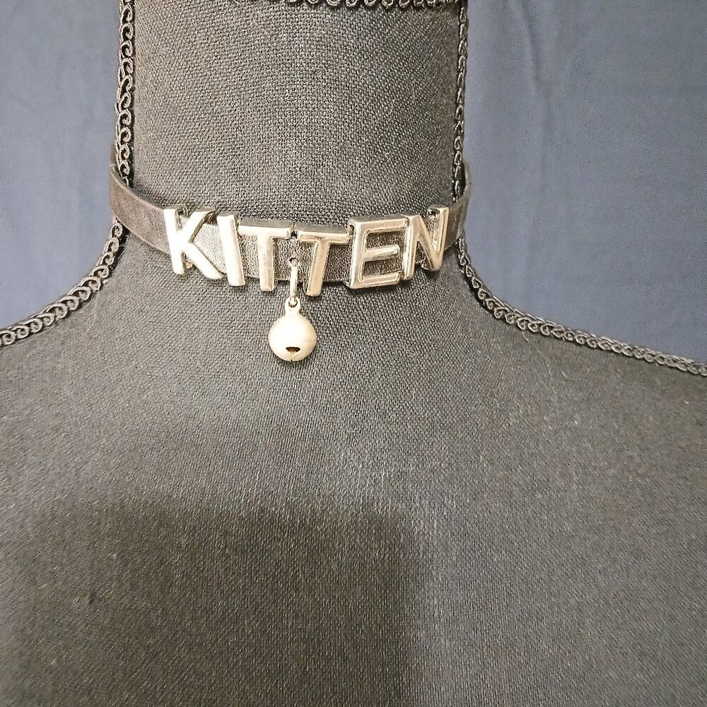 "Kitten" Collar Choker with Bell - Faux Leather